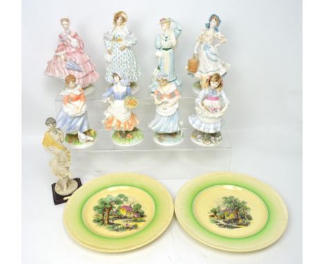 Four Royal Worcester 'Old Country Ways' limited edition figures; 'The Milkmaid' no.4127/9500, 'Rosie Picking Apples' no.9425/