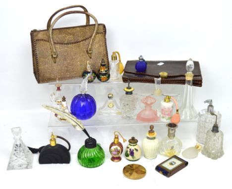 A collection of vintage and modern perfume bottles, to include Art Deco examples, Avon bottles, Edwardian cut glass perfume b