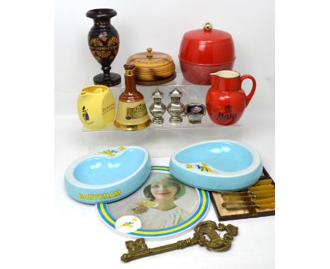 A quantity of breweriana to include two Babycham ashtrays and a tray, an ice bucket, ceramic whiskey jugs etc, a further quan