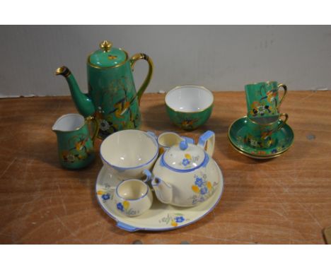 A Jackson Gosling Ltd, 'Gay', Grosvenor china cabaret set comprising a coffee pot, sugar bowl, milk jug, two cups and saucers