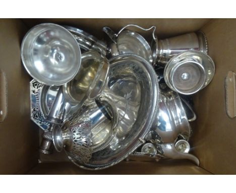 A quantity of silver plate to inc. teapot, candlestick etc