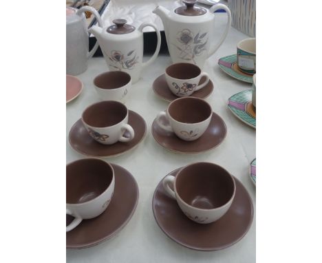 A Poole pottery 2-tone coffee set (brown/cream)