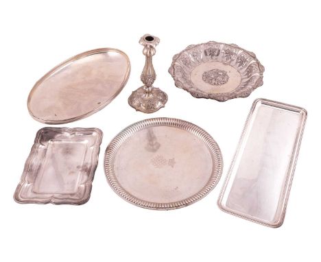 A group of Continental white metal items to include; an Austrian pierced fruit bowl, Vienna 1845, of circular form, sinuous b