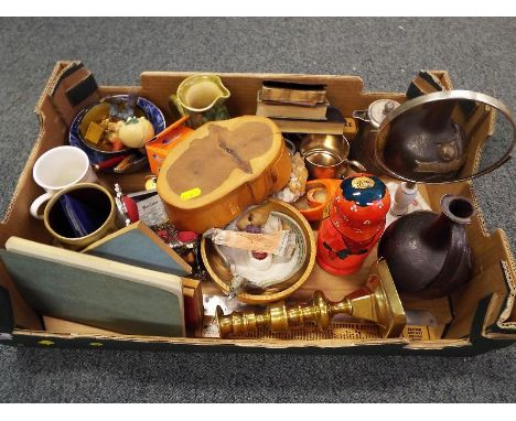 A mixed lot to include Russian dolls, wooden trinket box, ceramics and similar
