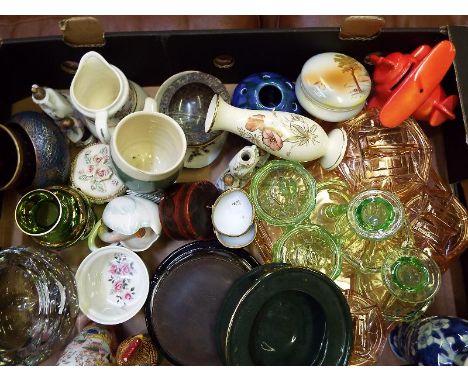 Two boxes of collectable to include brass and ceramic bells and ornaments (2)