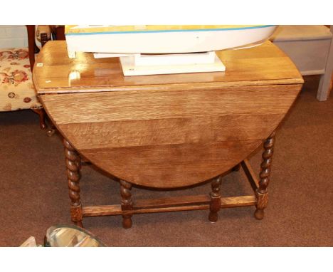 Oak barley twist gate leg dining table