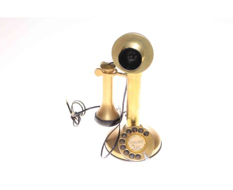 Vintage brass stick telephone marked GEC