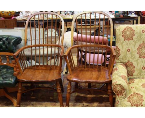 Pair of Windsor stick back elbow chairs