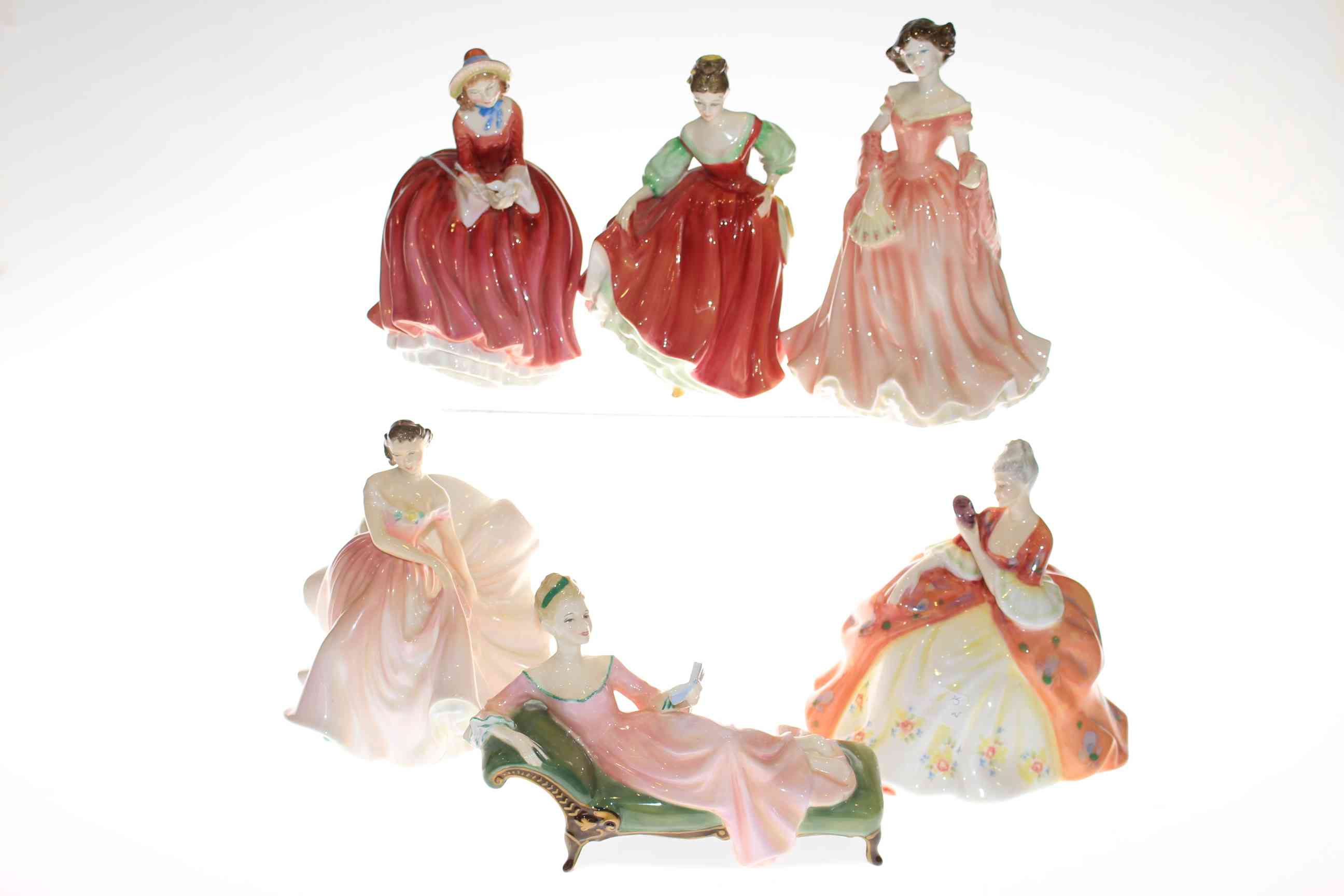 Six Royal Doulton figures, 'Denise' 2273, 'Ruth' 4099, 'Wistful' 2396