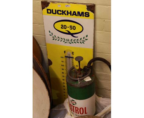 Duckhams enamel advert thermometer Castrol oil pump (2)