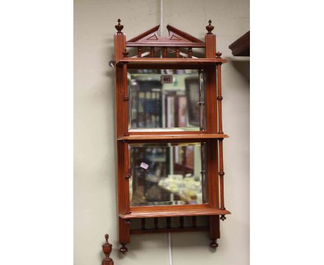Late 19th Century walnut mirror-backed wall shelf