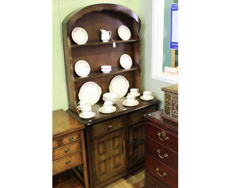 Priory style oak dome topped shelf back dresser