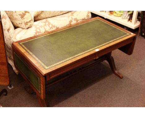 Mahogany leather inset sofa coffee table