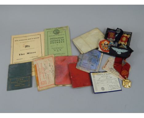 A collection of memorabilia relating to the Royal Antediluvian Order of Buffalos, relating to a Joseph Marriot of the Hasting