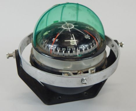 A late 20thC nautical compass, with gimble mount etc. Provenance: Butterfields, Thoresby Park, Nottinghamshire.