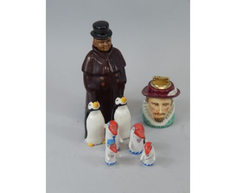 Various collectable ceramics, to include a set of three dolphins, produced for Fina Petrol, a Carltonware penguin cruet, a Do