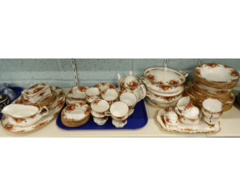 A large quantity of Royal Albert Old Country Roses pattern dinner and tea ware, to include dinner plates, pair of tureens, co