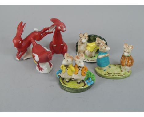 Various collectable ceramics, to include three Beswick Kitty McBride figures, and two Goebel models of a hare, and a chicken 