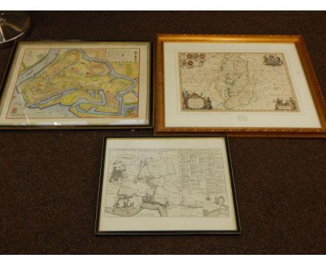 A hand coloured print of Nottinghamshire and Lincolnshire, and a reproduction map of Stepney etc. (3). Provenance: Butterfiel