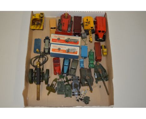 A QUANTITY OF UNBOXED AND ASSORTED PLAYWORN DIECAST VEHICLES, to include a number of early postwar Dinky Toys items, includin