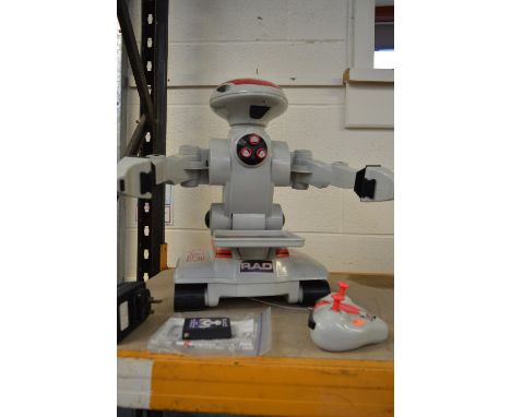 AN UNBOXED VIVID IMAGINATIONS R.A.D. BATTERY OPERATED REMOTE CONTROL ROBOT, not tested, but complete with remote control, cha