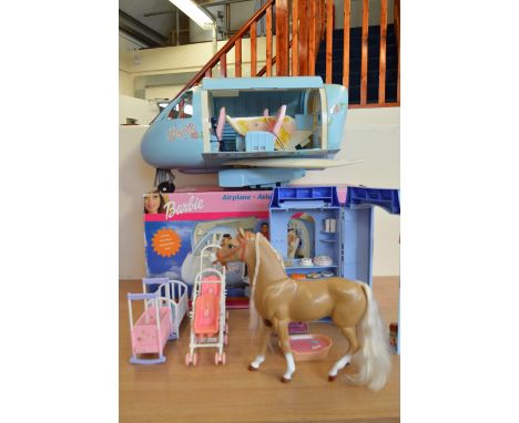 A BOXED MATTEL BARBIE AIRPLANE, complete with interior furniture and some decals, but missing accessories, playworn condition