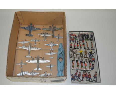 A QUANTITY OF UNBOXED AND ASSORTED PLAYWORN DIECAST AND PLASTIC AIRCRAFT MODELS, mainly Dinky and Palitoy, to include Dinky T