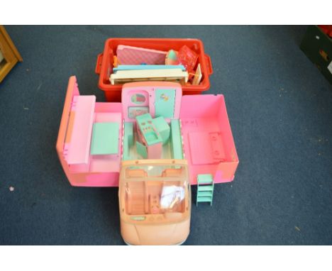 AN UNBOXED 1996 MATTEL BARBIE CAMPER VAN, with interior furniture and some decals, but missing accessories, colours faded, to