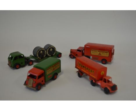 A QUANTITY OF UNBOXED TRI-ANG MINIC AND BRIMTOY CLOCKWORK TINPLATE VEHICLES, delivery Van, No.21M, Mechanical Horse and Pante