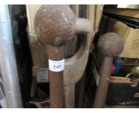 Assorted metalware and tools, to include wrought iron posts