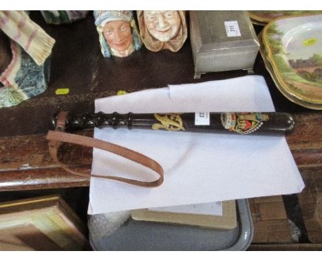 A hardwood truncheon, painted with GR and a crown, the leather handle stamped J Hudson&amp; Co. Birmingham. length 15ins