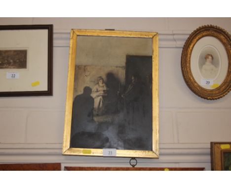 A gilt framed oil on panel study of religious figures 