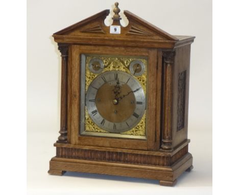 H.WHITE, CHEAPSIDE, LONDON, a large 19th century oak bracket clock, the chiming movement striking on two sets of gongs, the d