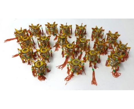 A set of Chinese Lantern Christmas decorations, boxed.