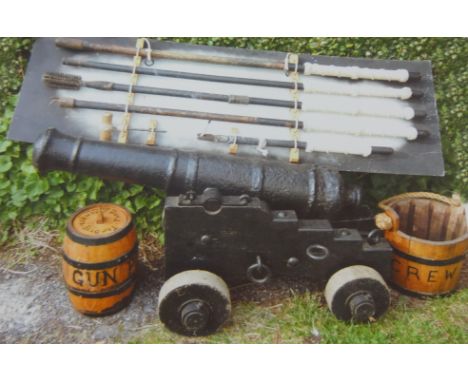 An antique Cannon possibly a Rabonett (18th /19th century). This cannon is mounted on a replica sea carriage, and includes to
