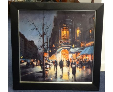 HENDERSON CISZ 'London by Night', giclee print on canvas, no 77/195, 59cm x 59cm, in a black frame.