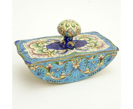 20th Century Russian 88 Silver and Cloisonne Enamel Blotter. Stamped ?? and 88 Kokoshnik. Good condition. Measures 3-1/2" H, 