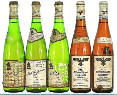1975 Adolf Rheinart, Ockfener Bockstein Spatlese, Mosel  3x75cl  1975 Niederhausen Schlossbockelheim, Schlossbockelheimer Kup