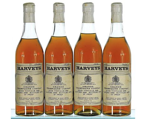 1955 Hine (Harvey's) Grande Champagne Cognac  4x70cl   Labels and capsules soiled, 1 label  slightly damaged, 'Landau' handwr