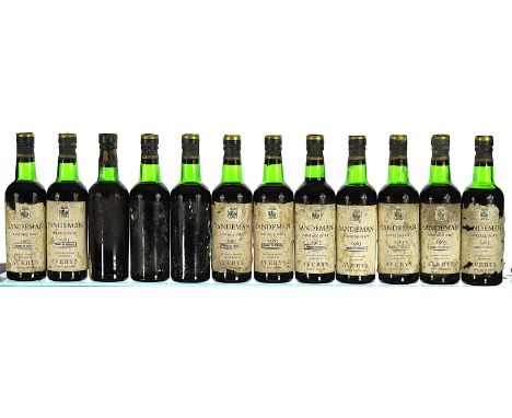 1963 Sandeman, Vintage Port [UK bottled] 12x37.5cl  1 IN, 1 BN, 9 TS, 1 HS, bottled by Avery's Ltd., labels soiled and damage