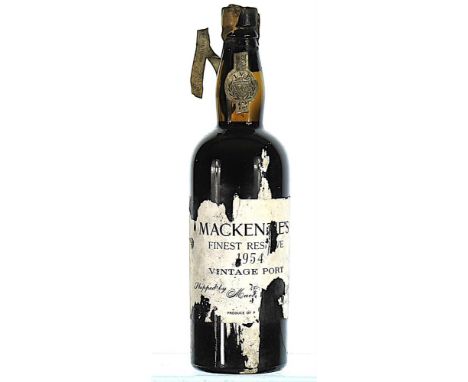 1954 Mackenzie's, Vintage Port  1x75cl   Label badly damaged, wax capsule damaged and missing on top.    This lot forms part 