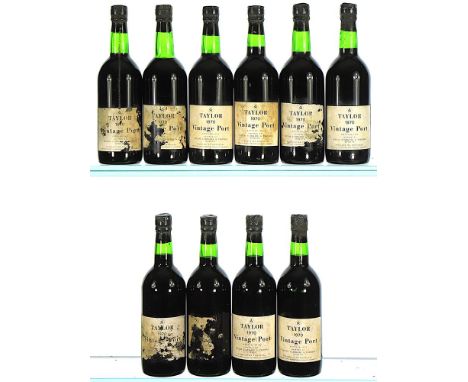 1970 Taylor's, Vintage Port  10x75cl  5 labels soiled, 4 soiled and damaged, 1 badly damaged, embossed capsules, 3 damaged on