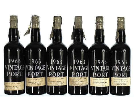 1963 Gonzalez Byass, Vintage Port  6x75cl  Gonzalez Byass labels soiled.   This lot forms part of a private collection amasse