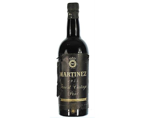 1955 Martinez, Vintage Port  1x75cl  Label damaged and slightly soiled.    This lot forms part of a private collection amasse