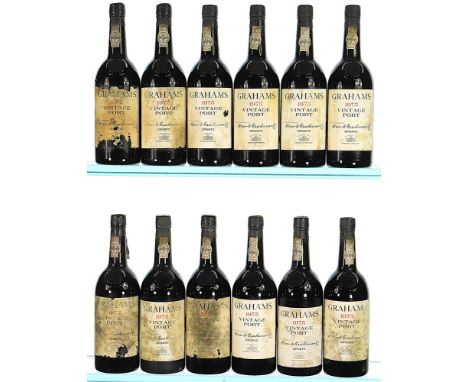 1975 Graham's, Vintage Port  12x75cl  Labels soiled and damaged, several out of position, capsules showing signs of corrosion