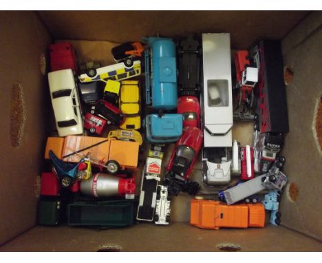 Box of collectable model cars 