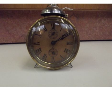 Late 19th/early 20th century brass alarm clock 'Made in Wurttemberg'