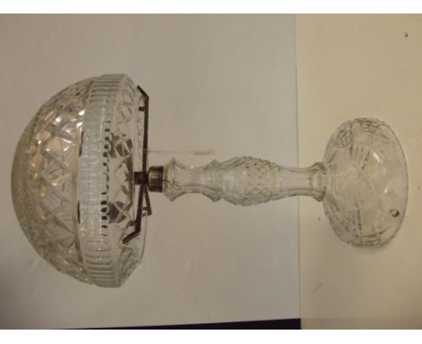 Very good quality cut crystal glass table lamp with dome shade   