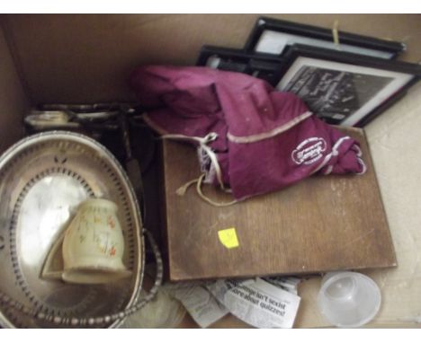Mixed box to include flatware and a barometer