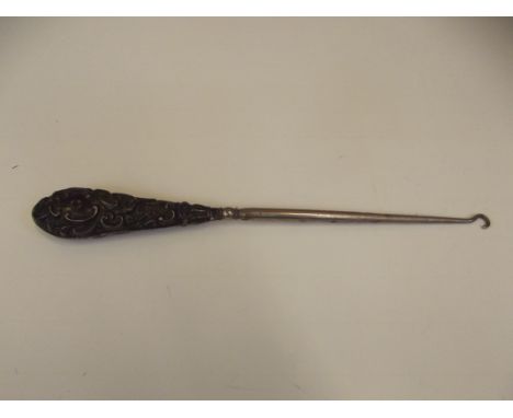 Edwardian silver button hook 